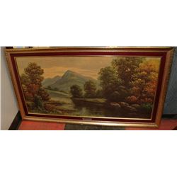 VINTAGE GOLD TONE FRAMED AUTUMN STREAM BY HERBERT