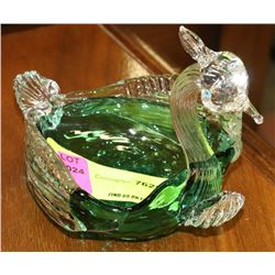 VINTAGE ART GLASS BIRD DISH
