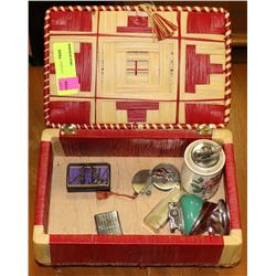 WICKER BOX WITH VINTAGE LIGHTER