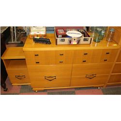 VINTAGE WOOD 6 DRAWER DRESSER 50" X 18" X 35"