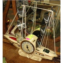 VINTAGE LANDSHIRE PORCELAIN SHIP MANTLE CLOCK 14"