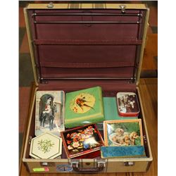 VINTAGE MCBRINE TRAVEL CASE WITH COLLECTIBLE TINS
