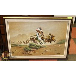 "BATTLE ON THE PLAINS" TEXTURED GRIT ON CANVAS