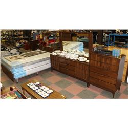 VINTAGE WOOD DRESSER WITH MIRROR, CHEST OF