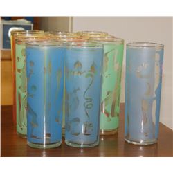 LOT OF 12 VINTAGE DANCING GIRL GLASSES
