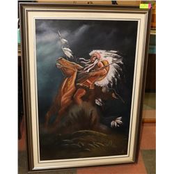 NATIVE CHIEF OIL ON CANVAS, SIGNED K.OLIVER