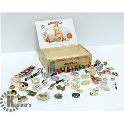 LARGE COLLECTION OF MILITARY PINS, HAT BADGES AND