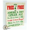Image 1 : 1940S AMERICA DRY GINGER ALE STORE SIGN