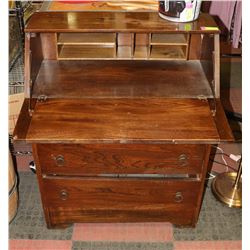 VINTAGE WOOD WRITING DESK 29" X 14" X 38.5"