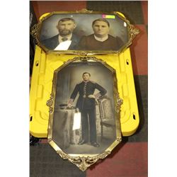 PAIR OF ANTIQUE METAL FRAMED CURVED GLASS INCLUDES