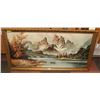 Image 1 : LARGE GOLD TONE ORNATE FRAMED MOUNTAIN SCENE