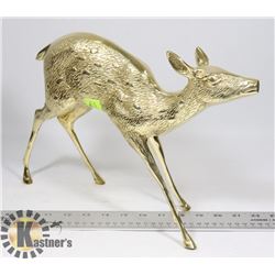 9" BRASS DOE DEER STATUE HEAVY
