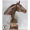 Image 1 : 16" TALL SOLID BRONZE HORSE HEAD STATUE ON BASE