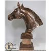 Image 2 : 16" TALL SOLID BRONZE HORSE HEAD STATUE ON BASE