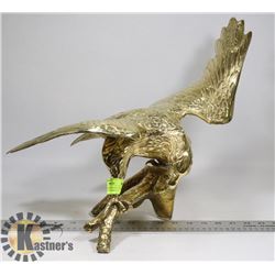 19" BRASS EAGLE ON TREE BRANCH HEAVY HARLEY