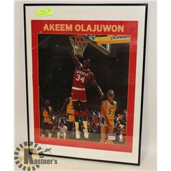 18X24 COA AUTO NBA AKEEM OLAJUWON POSTER HOF