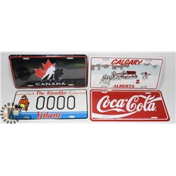 LOT OF 4  NOVELTY LICENCE PLATES COKE, OLYMPIC,