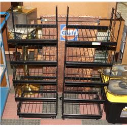 2 STORE DISPLAY STANDS ON CASTERS
