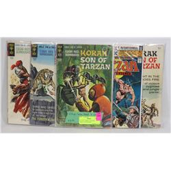 LOT OF 5 COMICS, GOLD KEY, TARZAN AND KORAK