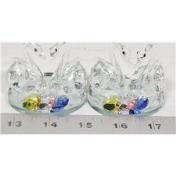 SET OF CRYSTAL SWAN ORNAMENTS