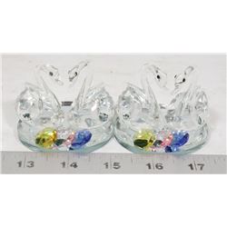 SET OF CRYSTAL SWAN ORNAMENTS