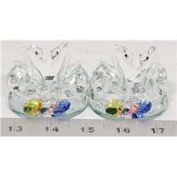 SET OF CRYSTAL SWAN ORNAMENTS