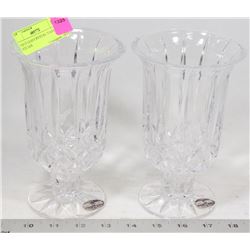 PAIR OF LEAD CRYSTAL VASES WITH TAGS
