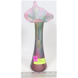 HAND PAINTED ART GLASS VASE 11" TALL