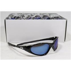 BOX OF OAKLEY STYLE BLACK DESIGNER SUNGLASSES