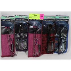 5 SETS OF FOSTER GRANT 1.50 READING GLASSES