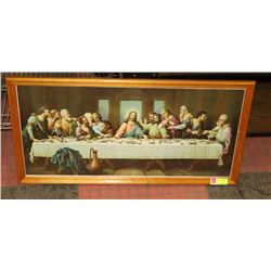ESTATE WOOD FRAMED LAST SUPPER RELIGIOUS PICTURE