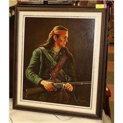 "NATIVE WARRIOR" OIL ON CANVAS,SIGNED BY CERUANTES