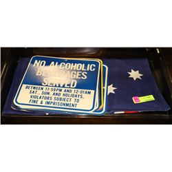 VINTAGE AUSTRAILIAN FLAG WITH ASSORTED SIGNS