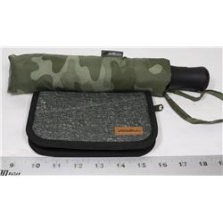 EDDIE BAUER TRAVEL WALLET AND CAMOUFLAGE UMBRELLA