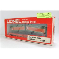 LIONEL GREAT NORTHERN FLAT CAR WITH TRAILERS