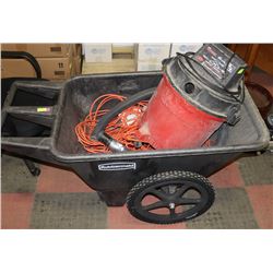 RUBBERMAID WHEELBARROW SOLD WITH SHOP VAC