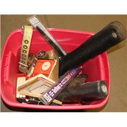 RED TOTE WITH ASSORTED SHOP MISC.