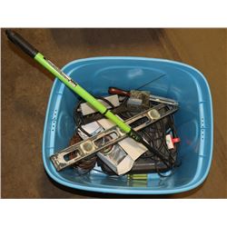 BLUE TOTE OF ASSORTED TOOLS