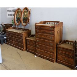 UNCLAIMED PINE QUEEN SIZE BEDROOM SUITE INCL