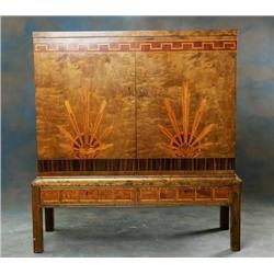 Serveringsskåp björk med intarsia i oli