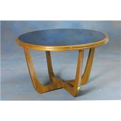 Soffbord mahogny med svart glasskiva oc