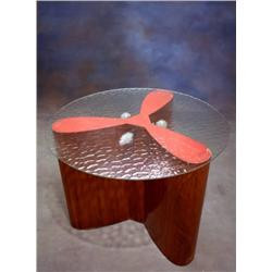 Soffbord mahogny med frostad glasskiva 