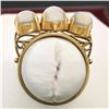 Image 7 : Antique 18k Gold 4.50 ctw Three Stone Cabochon Moonstone Open Work Band Ring
