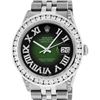 Rolex Mens Stainless Steel Green Vignette Roman Diamond Datejust Wristwatch With