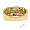 Image 6 : 14kt Yellow and White Gold Dual Row Diamond and Matte Ribbed Dome Band Ring