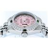 Image 3 : Rolex Ladies Stainless Steel Pink Diamond & Emerald Datejust Wristwatch