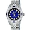 Rolex Ladies Stainless Steel  Blue Vignette Diamond Lugs & Sapphire Datejust Wri