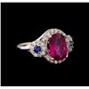 14KT White Gold 2.62 ctw Tourmaline, Sapphire and Diamond Ring