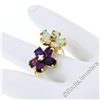 Image 3 : 14kt Yellow Gold 2.70 ctw Oval Amethyst and Opal Double Flower Ring