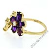 Image 5 : 14kt Yellow Gold 2.70 ctw Oval Amethyst and Opal Double Flower Ring